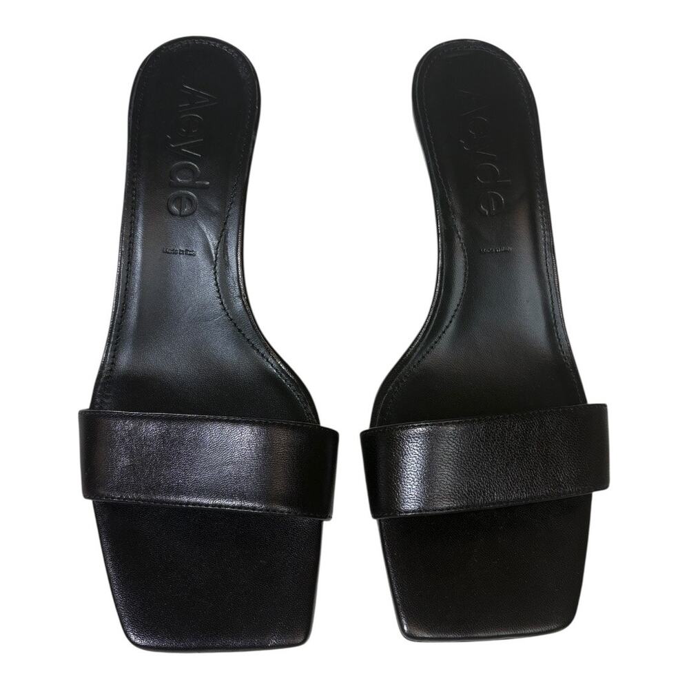 Aeyde Ilvy Leather Mules Black Kitten Heel Size 38 EU 8 US - Picture 4 of 7